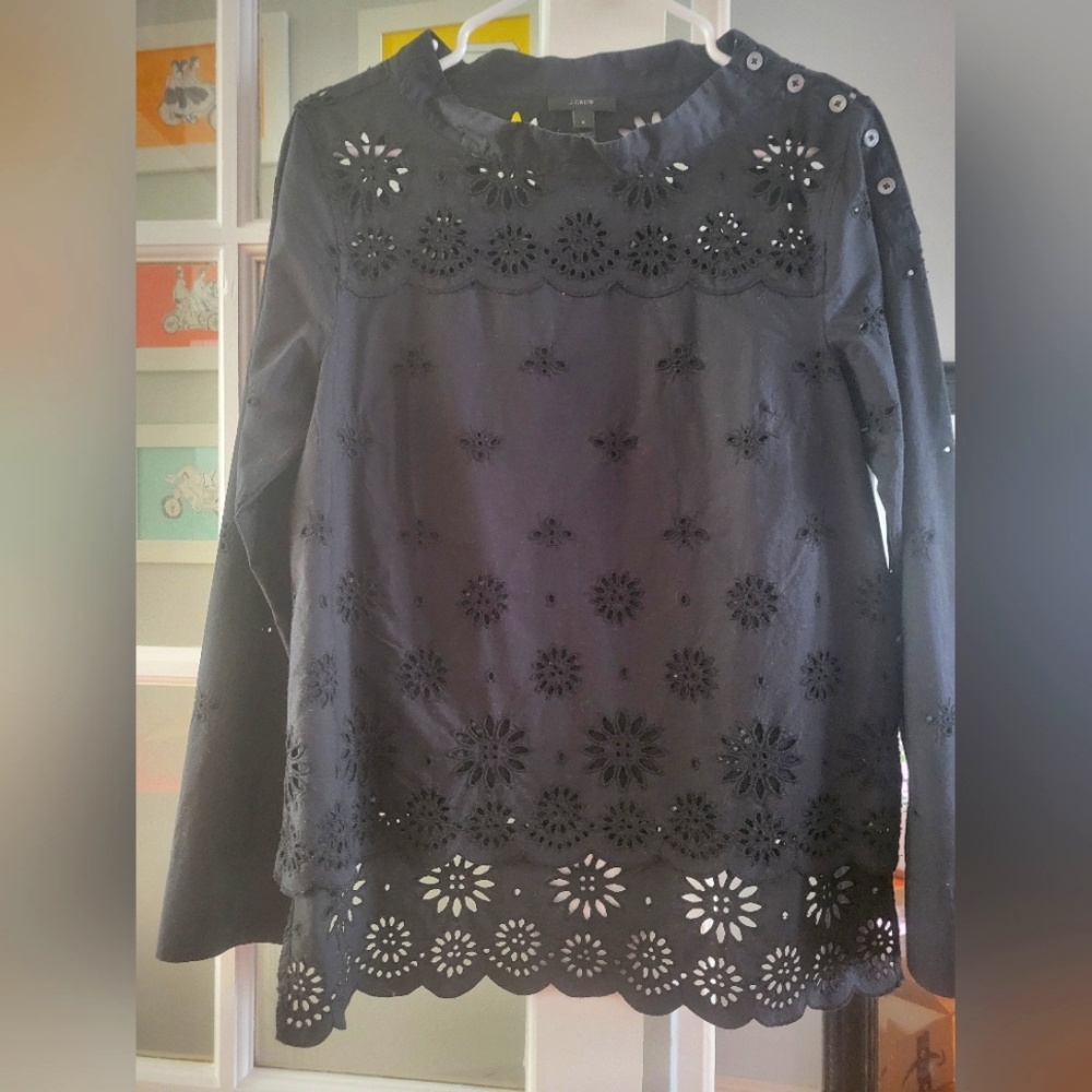 Black Eyelet Floral Blouse